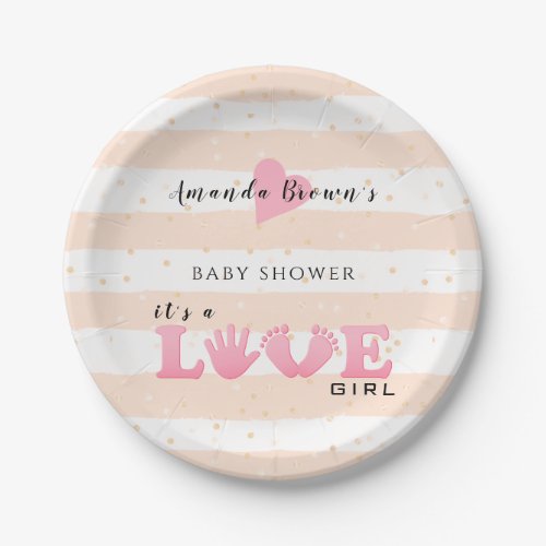 Baby Shower Love Baby Girl Paper Plates