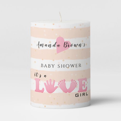 Baby Shower Love Baby Girl Pillar Candle