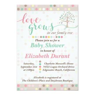 Baby Shower Love Grows In Our Family Tree Pastel Card