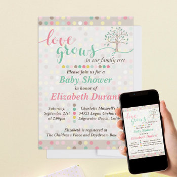 Baby Shower Love Grows In Our Family Tree Pastel Invitation by CyanSkyCelebrations at Zazzle
