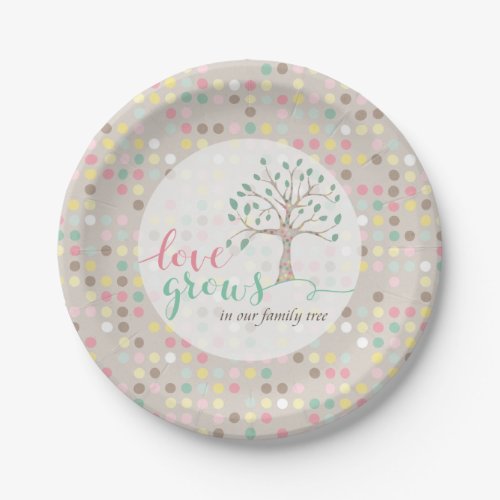 Baby Shower Love Grows In Our Family Tree Pastel Paper Plates