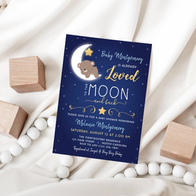 Baby Shower Love You The Moon and Back Invitation
