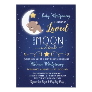 Baby Shower Love You The Moon and Back Invitation