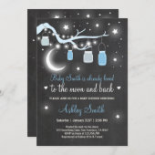 Baby Shower Love You to the Moon and Back Blue Boy Invitation (Front/Back)