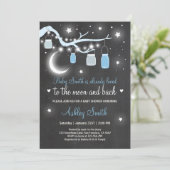 Baby Shower Love You to the Moon and Back Blue Boy Invitation (Standing Front)