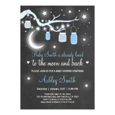 Baby Shower Love You to the Moon and Back Blue Boy Invitation