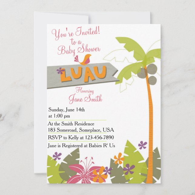 Baby Shower Luau Invitation (Front)