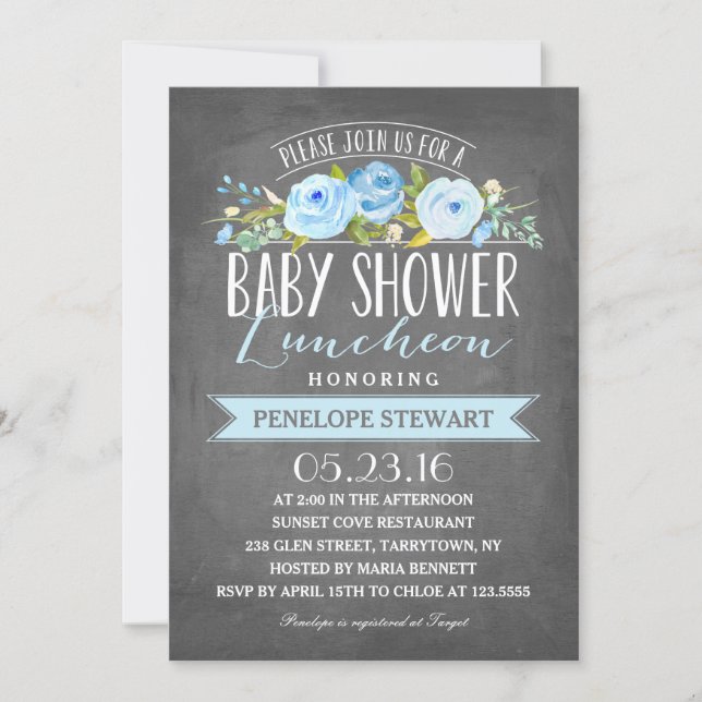 Baby Shower Luncheon Blue | Baby Shower Invitation (Front)