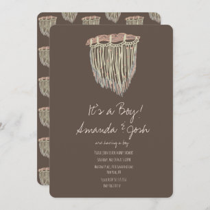 Baby Shower Macrame Hanging Rustic Boho Invitation