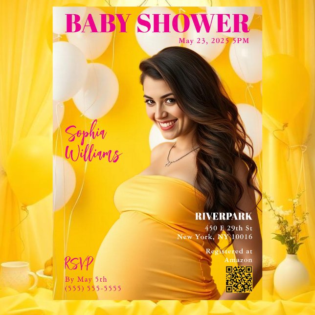Baby Shower Magazine Cover Invitation (Baby Shower Magazine Cover Invitation pink)