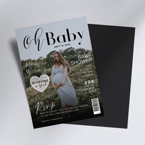 Baby Shower Magazine Photo Cover Its A girl Invitation