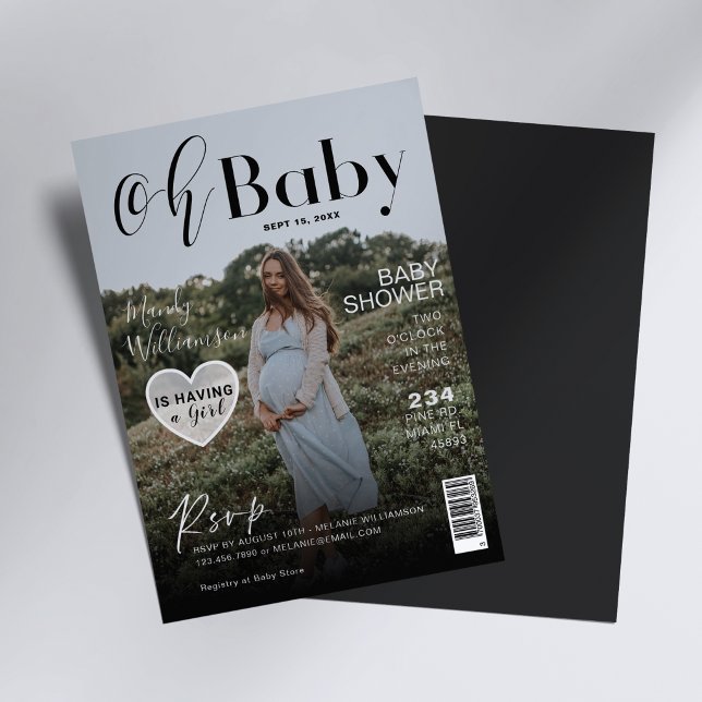 Baby Shower Magazine Photo Cover It's A girl Invitation
