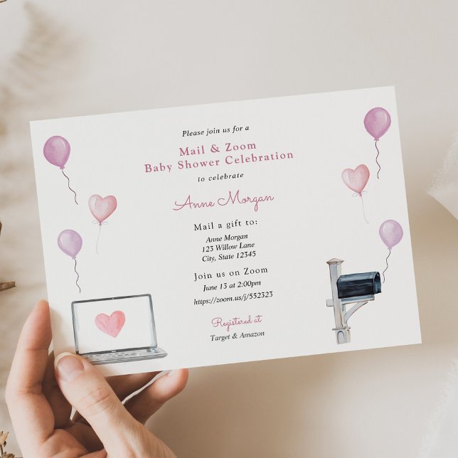 Baby Shower Mail and Zoom Baby Shower Celebration  Invitation (Creator Uploaded)