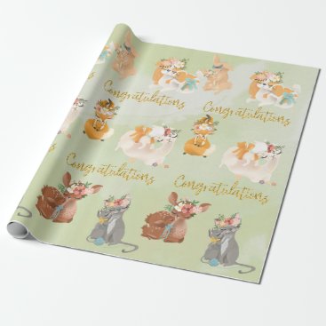 Baby Shower Mama Baby Animals Congratulations Wrapping Paper Baby Shower Mama Baby Animals Congratulations Wrapping Paper