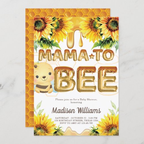 Baby Shower Mama to Bee Super Cute Invitation