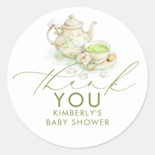 Baby Shower Matcha Tea Party Thank You Favors Classic Round Sticker