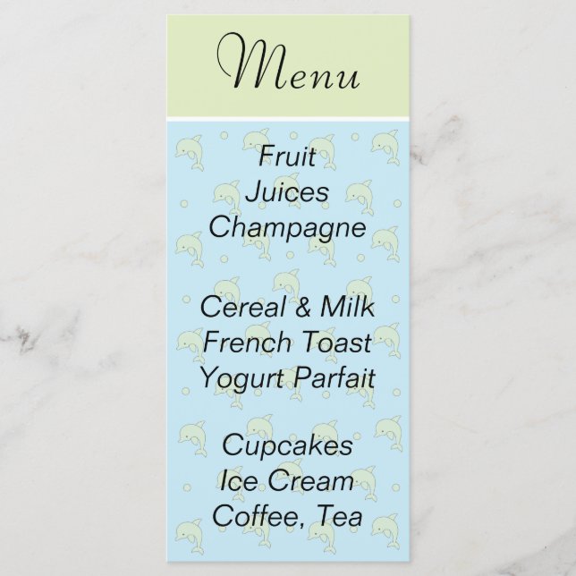 Baby Shower Menu "Blue Dolphins" (Front)