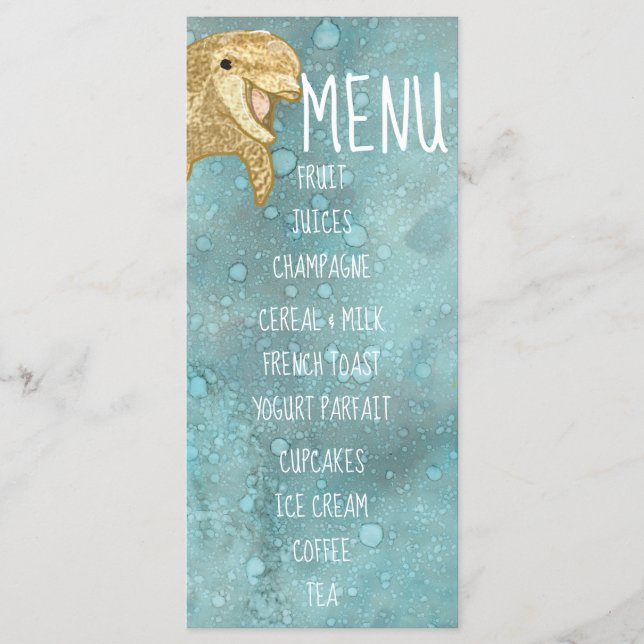 Baby Shower Menu "Gold Baby Dolphin" (Front)