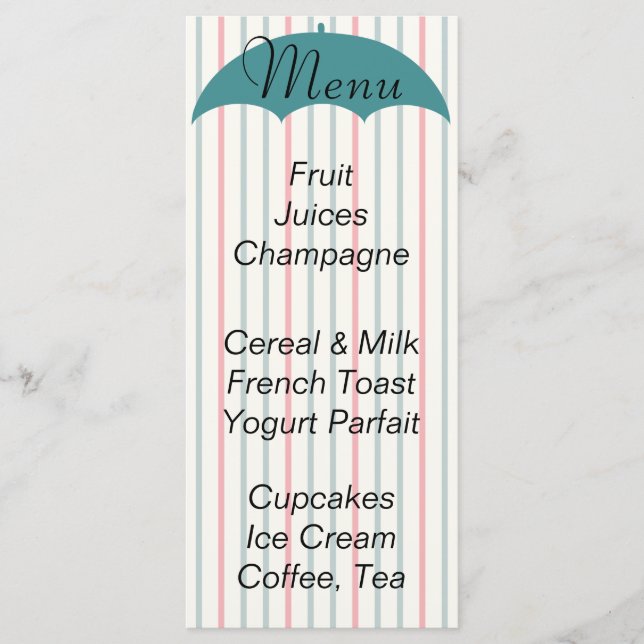 Baby Shower Menu "Umbrella Picnic" (Front)
