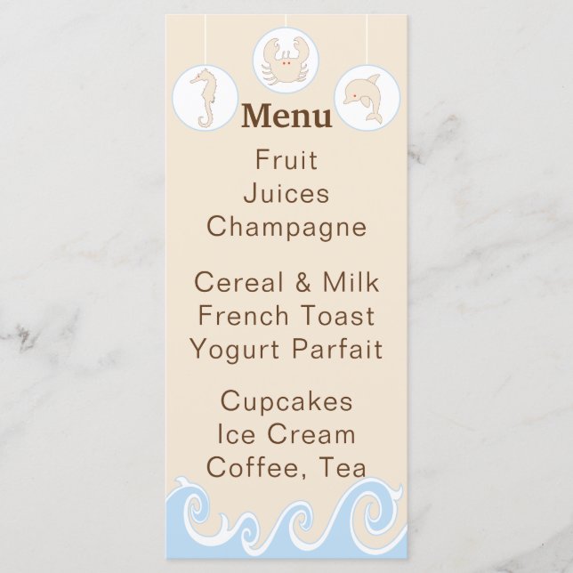Baby Shower Menu "Under the Sea Mobile" (Front)