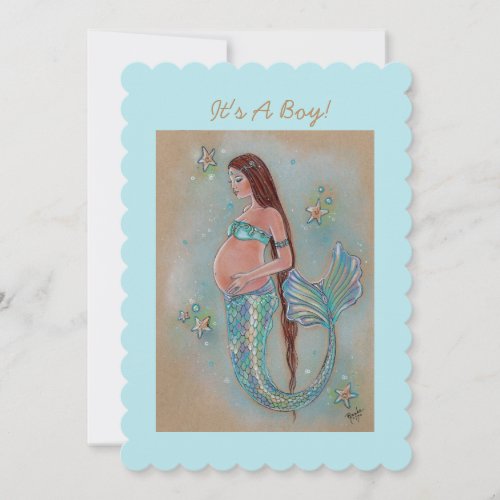 Baby shower mermaid invitations by Renee Lavoie