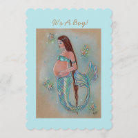 Baby shower mermaid invitations by Renee Lavoie