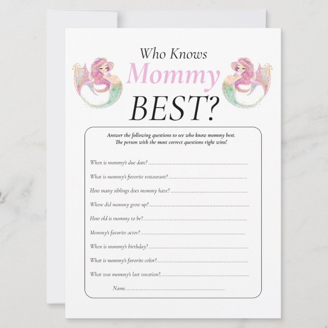 Baby Shower Mermaid Mommy Baby Under The Sea Invitation (Front)