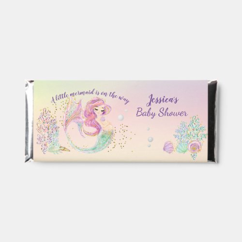 Baby Shower Mermaid Mother Watercolor Pastel  Hershey Bar Favors