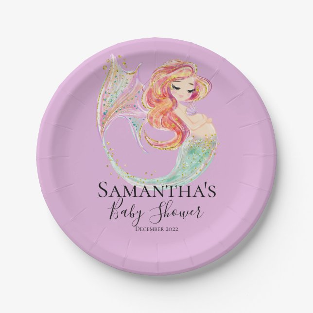 BABY SHOWER MERMAID PAPER PLATES (Front)