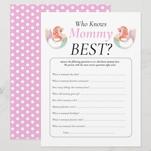Baby Shower Mermaid Under The Sea Knows Mommy   Invitation (Front/Back)
