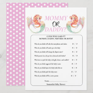 Baby Shower Mermaid Under the sea. Mommy or Daddy  Invitation