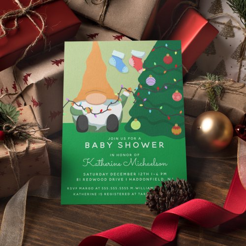 BABY SHOWER  Merry Christmas Gnome Postcard