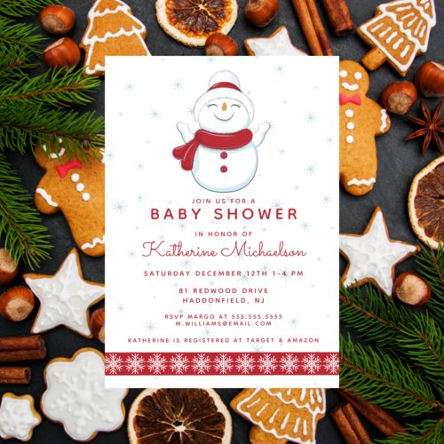 BABY SHOWER  Merry Christmas Snowman Invitation