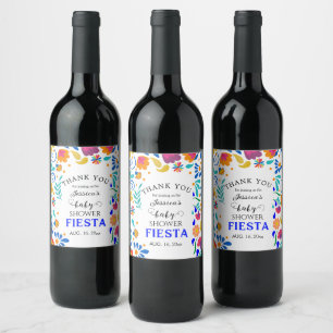 Baby Shower Mexican Fiesta Floral Wine Label