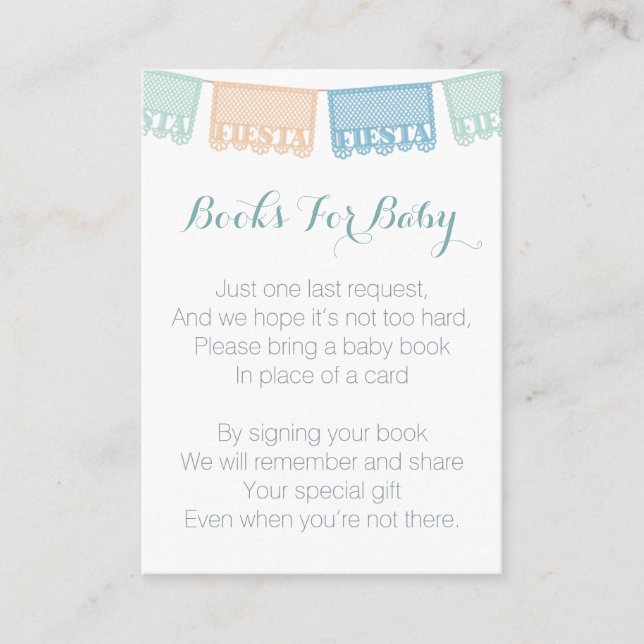Baby Shower Mexican Fiesta Matching Bring A Book Enclosure Card (Front)