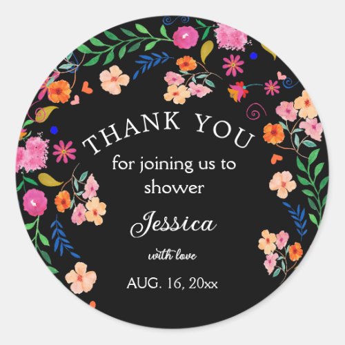 Baby Shower Mexican Floral Party Round Sticker