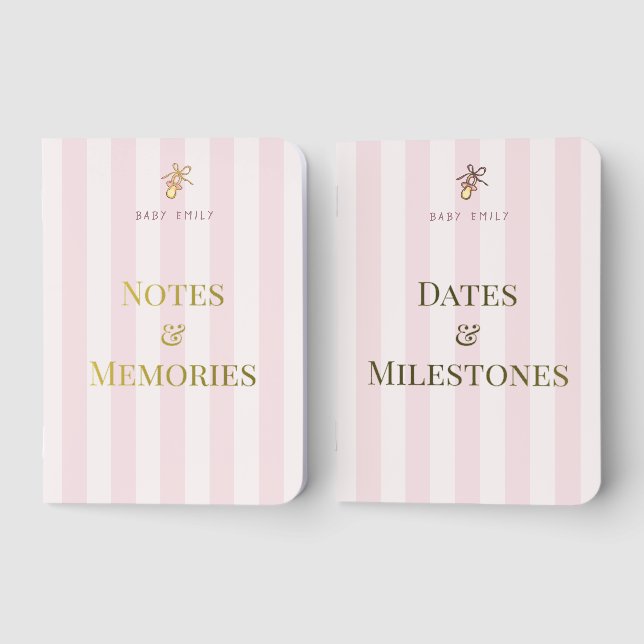 Baby shower milestone memories Pocket Notebook Set (Front)
