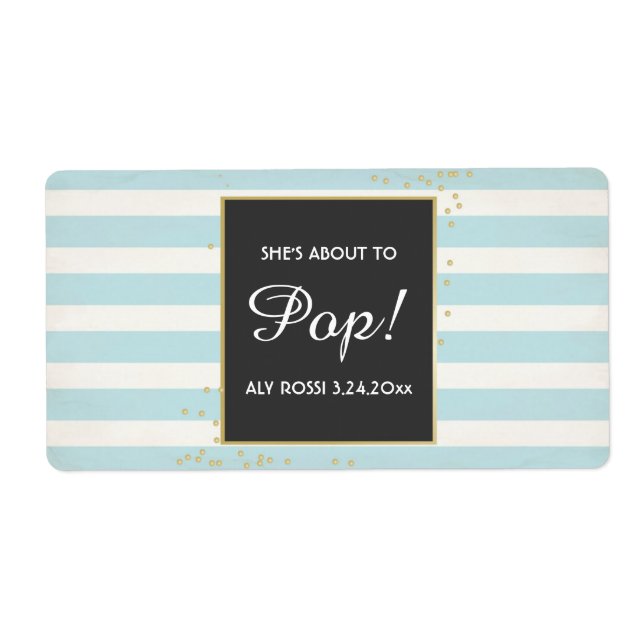 Baby Shower Mini Champagne Label Boy (Front)