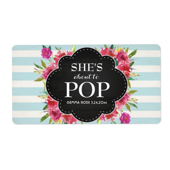 Baby Shower Mini Champagne Label Boy Girl (Front)