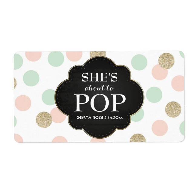 Baby Shower Mini Champagne Label Gender Neutral (Front)