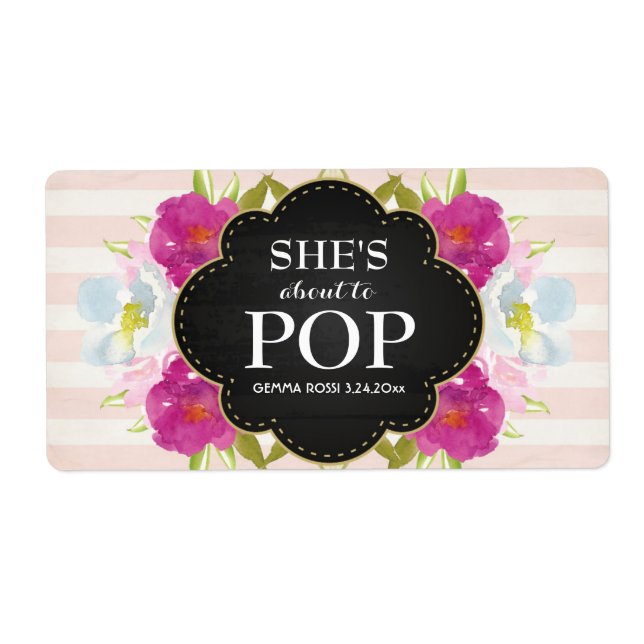 Baby Shower Mini Champagne Label Girl (Front)