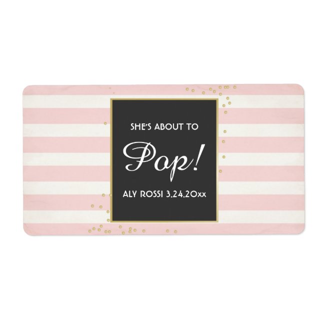 Baby Shower Mini Champagne Label Girl (Front)
