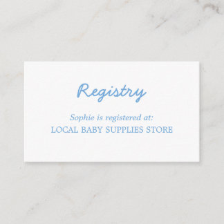 Baby Shower Minimal Blue Registry Enclosure Card