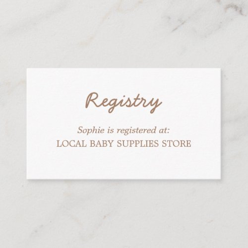 Baby Shower Minimal Gentle Brown Registry Enclosure Card