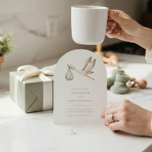 Baby shower  minimal watercolor stork