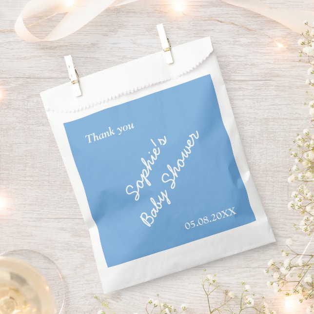Baby Shower Minimalist Blue Favor Bags (Clipped)