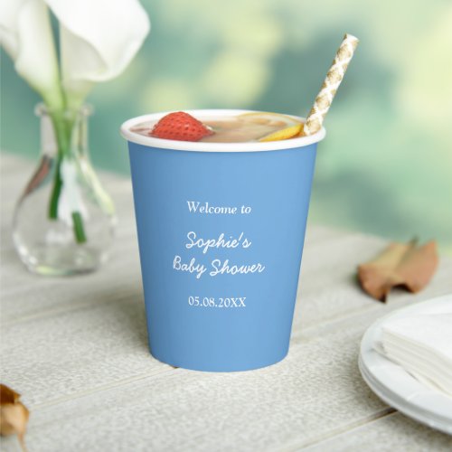 Baby Shower Minimalist Blue Paper Cups