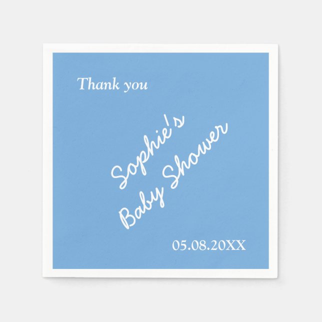 Baby Shower Minimalist Blue Paper Napkins (Front)