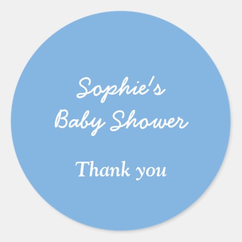Baby Shower Minimalist Blue Thank You Sticker