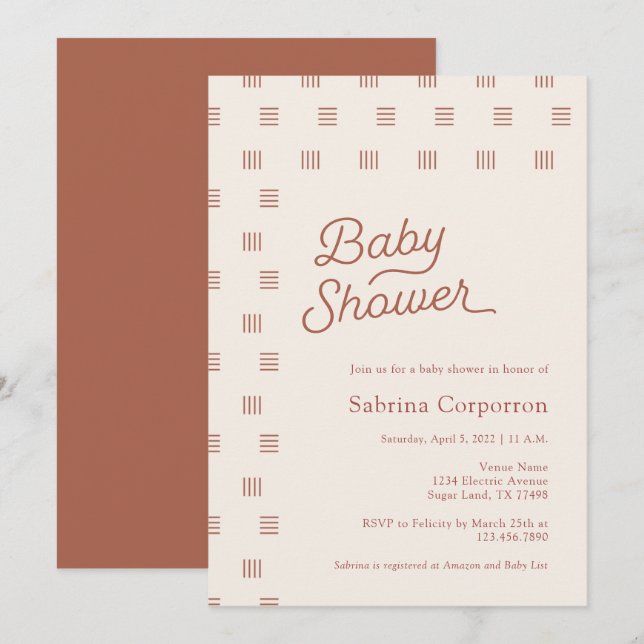 Baby Shower | Minimalist Boho  Invitation (Front/Back)